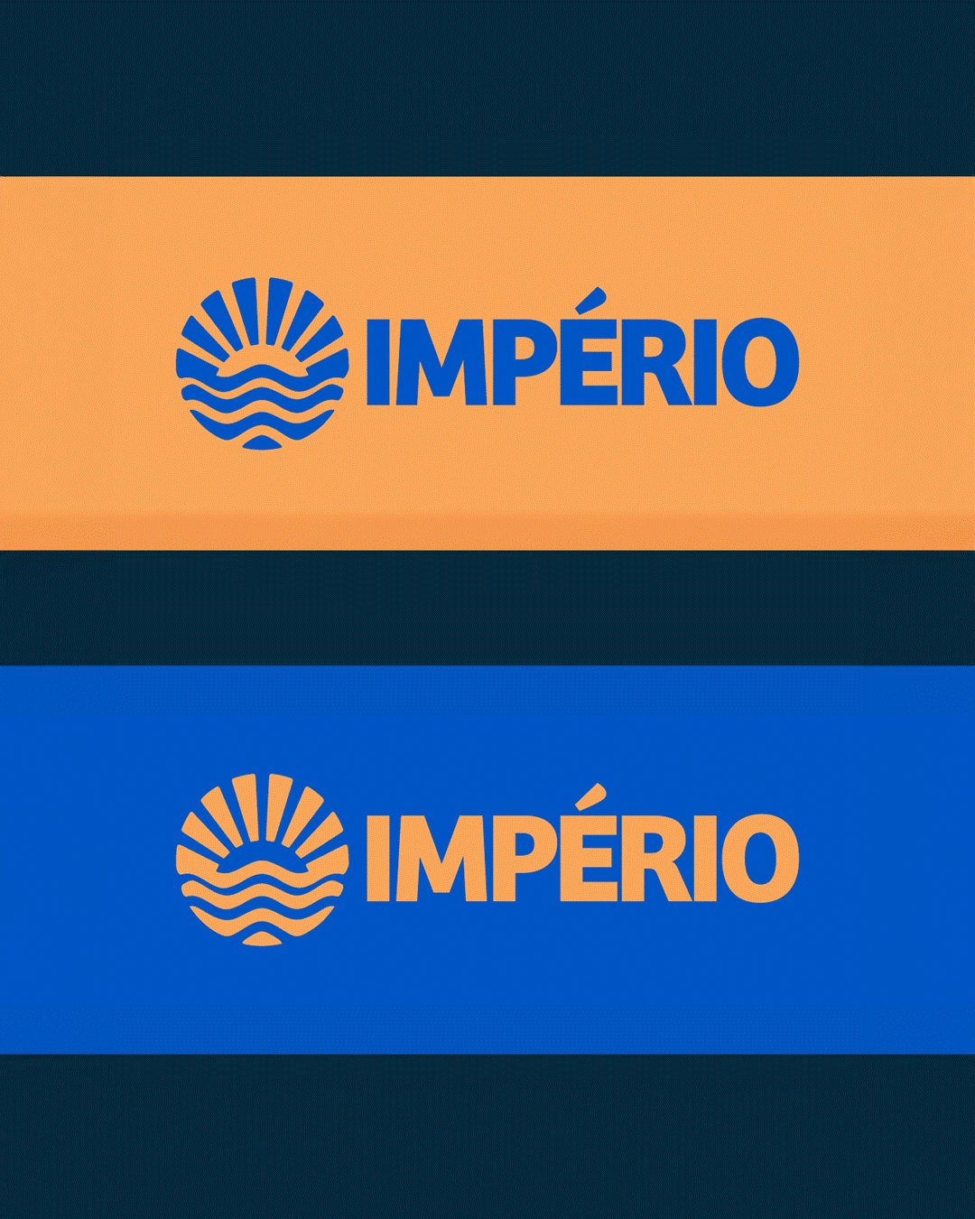 Versões do logo em laranja e azul